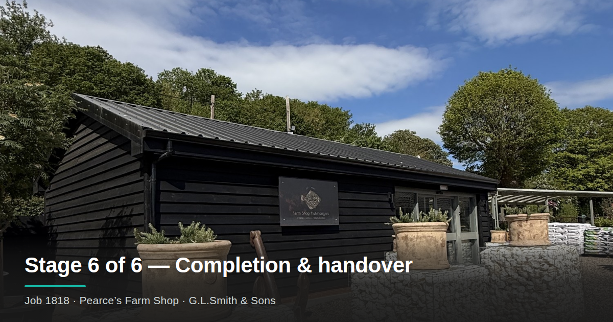 Stage 6 of 6, completion and handover